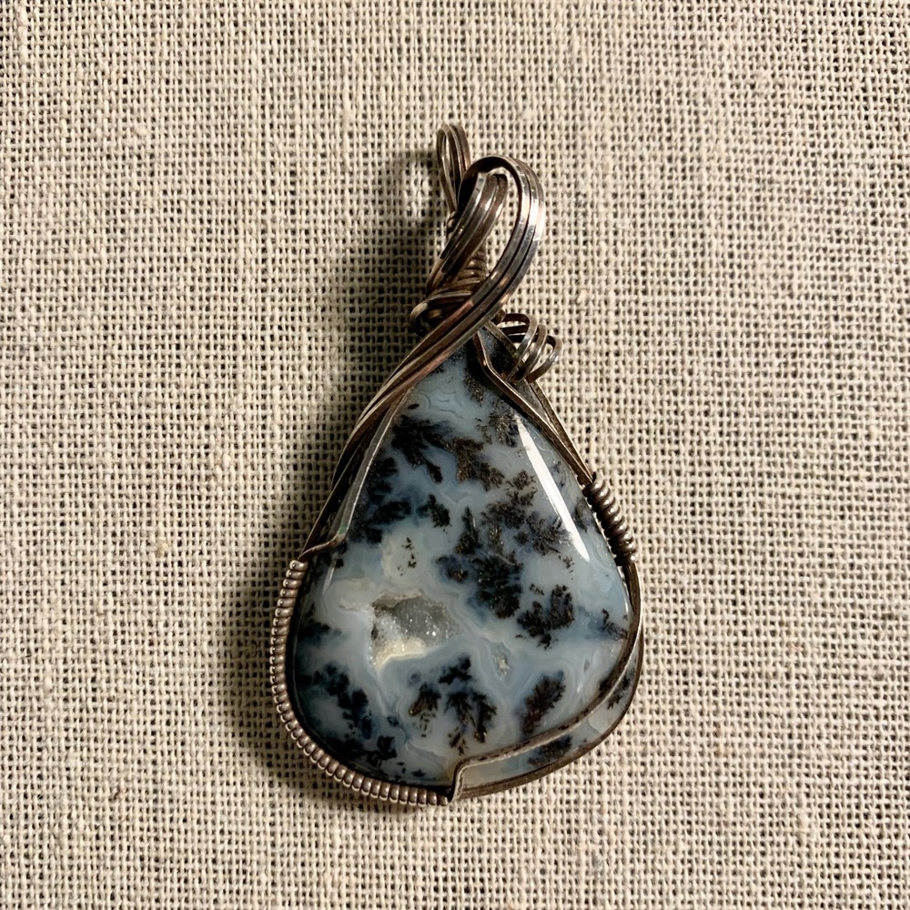 Sterling silver wire wrapped pendant